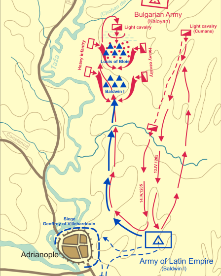 Map of the Battle of Adrianople in 1205