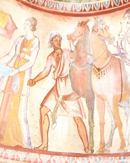 Scene from the frescoes in the Thracian Tomb of Kazanlak