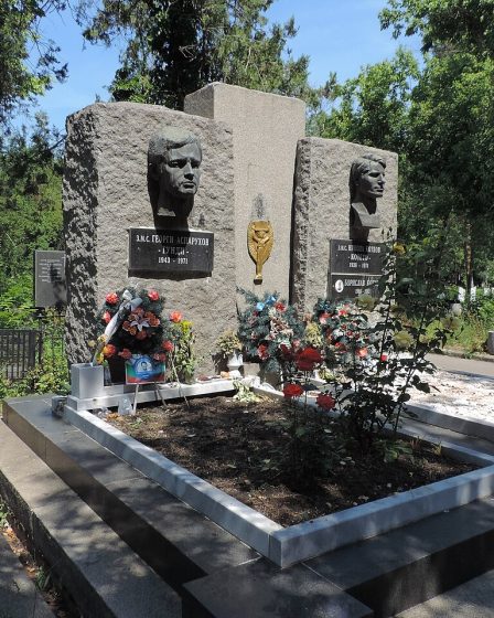 Memorial graves of Georgi Asparuhov and Nikola Kotkov at Central Sofia Cemetery
