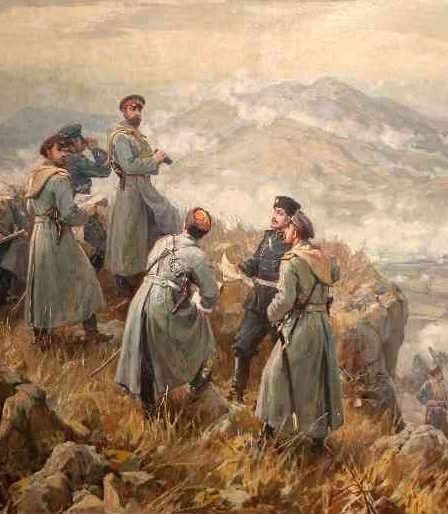 Prince Alexander of Battenberg on the battlefield at Slivnitsa in 1885
