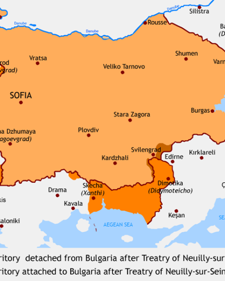 Map of Bulgarian territorial losses after the 1919 Treaty of Neuilly