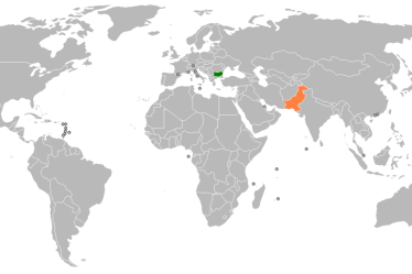 Map showing Bulgaria and Pakistan