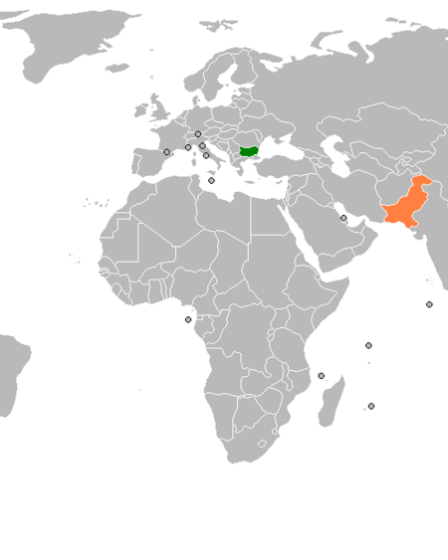 Map showing Bulgaria and Pakistan