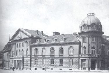Historic photograph of the Bulgarian Academy of Sciences headquarters in Sofia around 1930