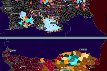 Map of the distribution of ethnic Turks in Bulgaria according to the 1992 census