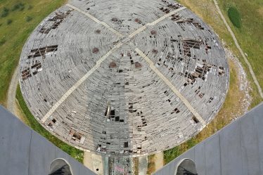 Aerial view of the monument on Buzludzha Peak