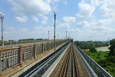 Road and railway decks of the Danube Bridge between Ruse and Giurgiu