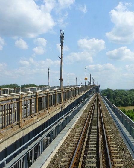 Road and railway decks of the Danube Bridge between Ruse and Giurgiu