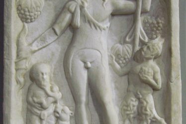 Ancient marble votive relief of Dionysus in the Stara Zagora museum collection