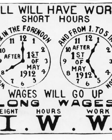 Historic 1912 poster campaigning for the eight-hour workday