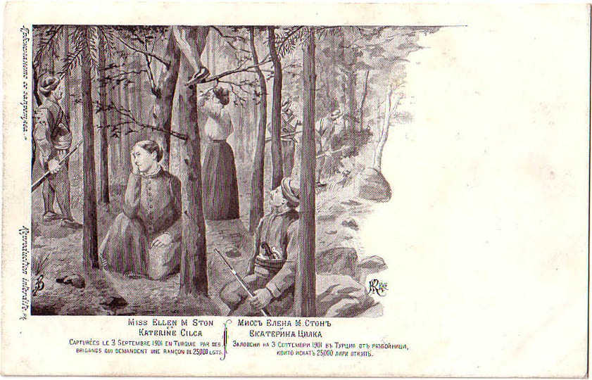 Historic postcard depicting missionary Ellen Stone