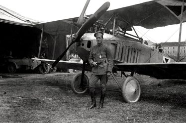Bulgarian military aviator with an LVG B.II aircraft in 1916