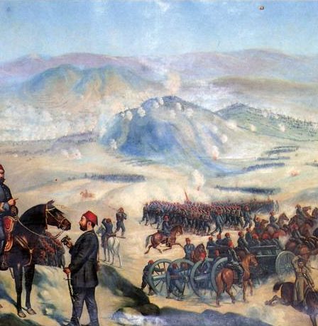Painting of fighting around Shipka Pass in August 1877