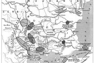 Map of Balkan troop concentrations before the Second Balkan War in June 1913