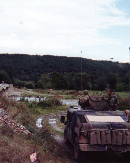 KFOR soldiers near the Kosovo–Macedonia border in 1999