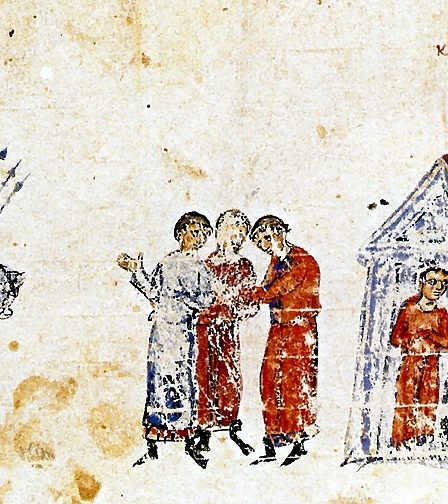 Medieval miniature of Khan Krum's and Michael I's armies before the Battle of Versinikia in 813