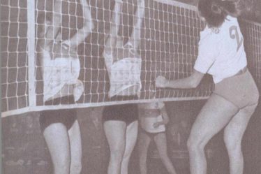 Bulgaria women's national volleyball team playing Turkey in 1963