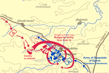 Map of the Battle of Klokotnitsa on 9 March 1230