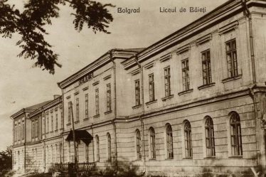 Georgi S. Rakovski Bulgarian High School in Bolhrad on a historic postcard
