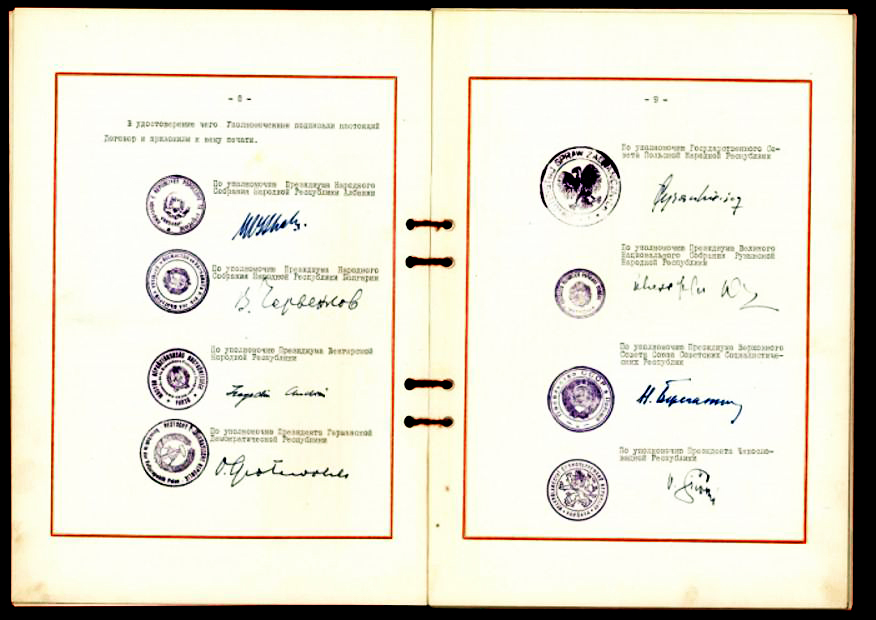 Official Warsaw Pact treaty document signed on 14 May 1955