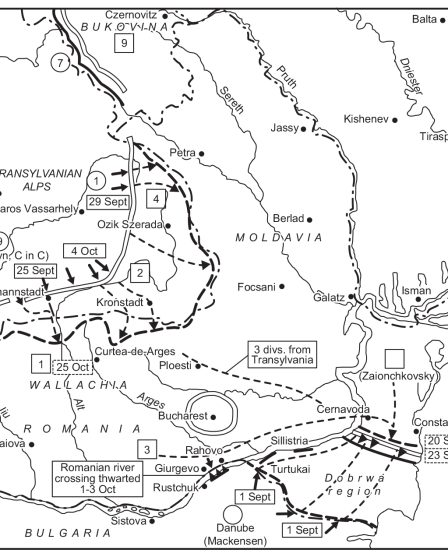 Historic map of the Romanian Campaign of 1916