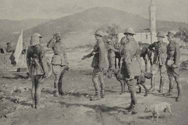 Arrival of Bulgaria’s white flag at a British headquarters in September 1918