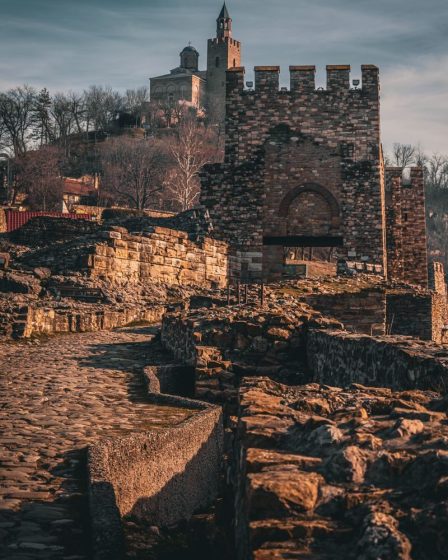 Historic view of Tsarevets Fortress in Veliko Tarnovo