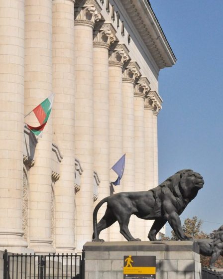 National Assembly building in Sofia viewed from the square