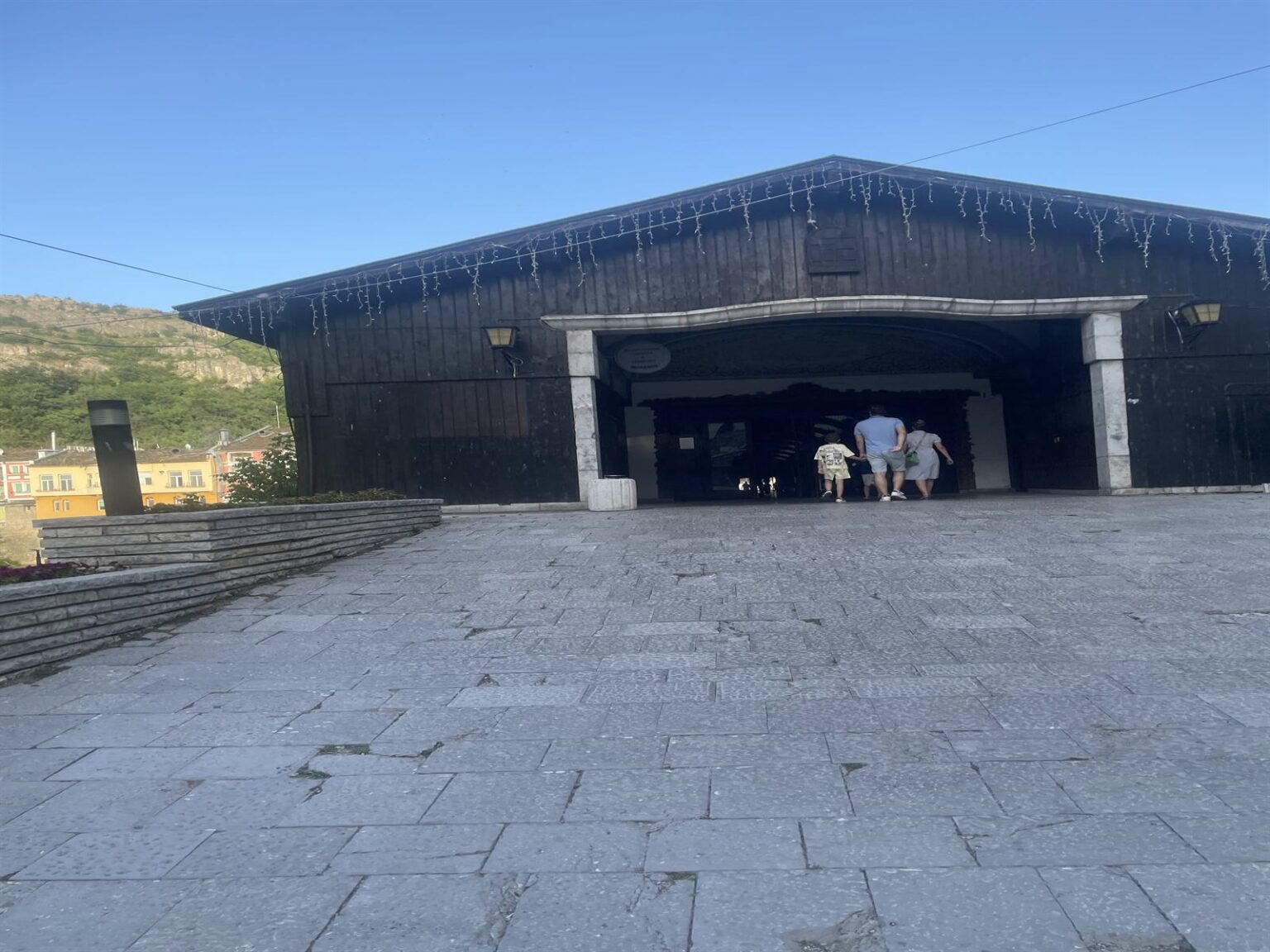 Entrance to the covered bridge in Lovech, seen from outside