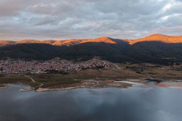 Aerial view of Sarnitsa and Dospat Reservoir in the Rhodopes