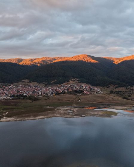 Aerial view of Sarnitsa and Dospat Reservoir in the Rhodopes