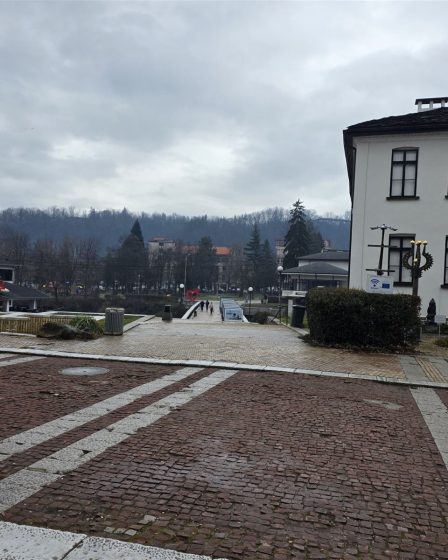 Central Troyan with public buildings and a pedestrian walkway