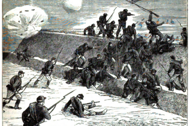 Russian troops taking a Turkish redoubt during the Battle of Lovcha in 1877