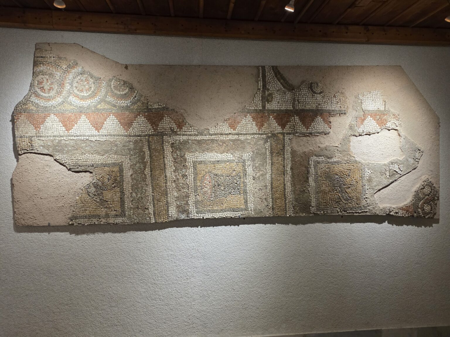 Ancient mosaics in the exhibition hall of Aladzha Monastery
