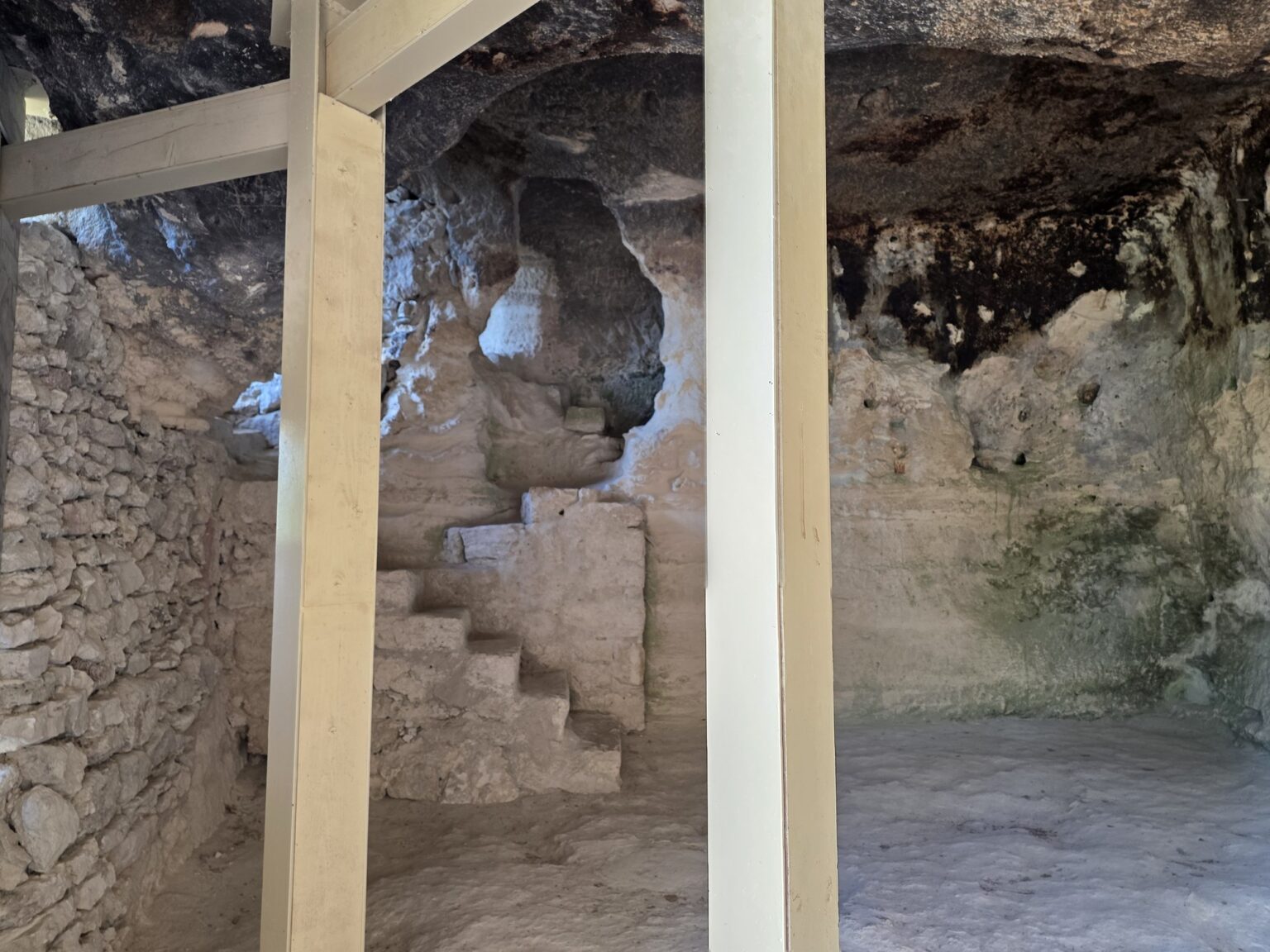 Rock room with stone stairs in aladja monastery
