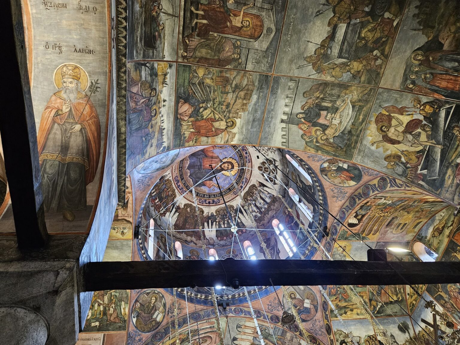 Murals on the ceiling and walls in the Bachkovo Monastery