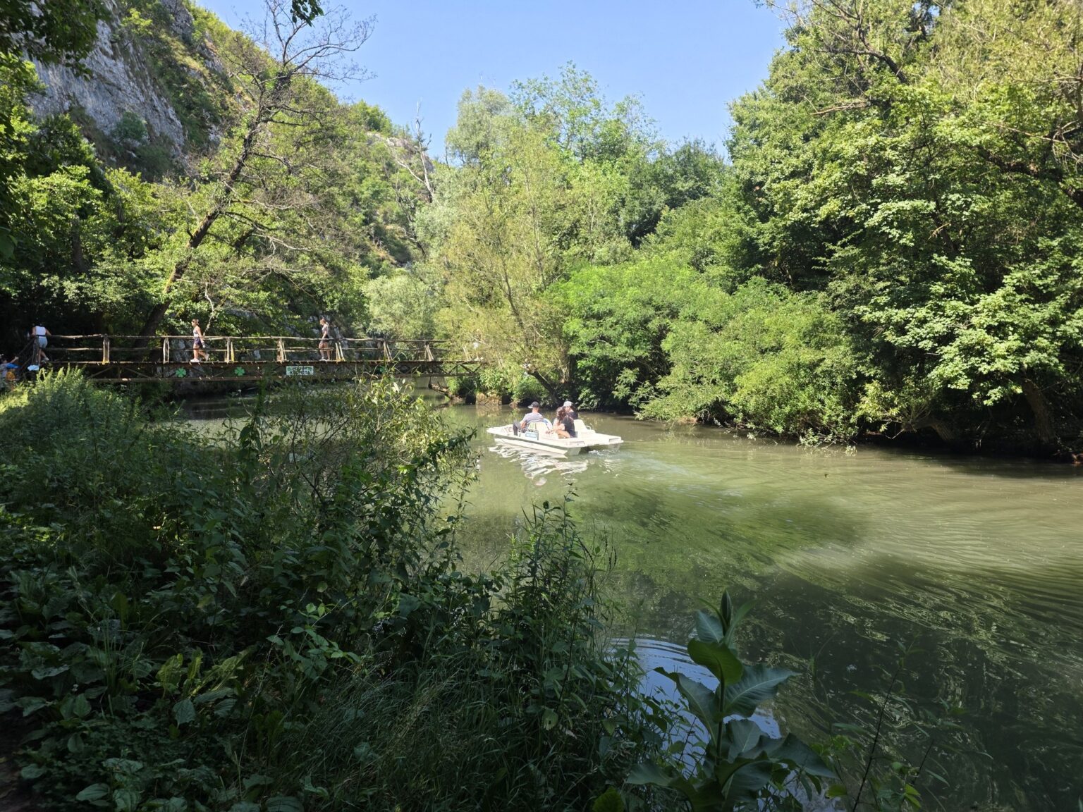 Boat in the riverbed of Iskar-Panega eco-trail