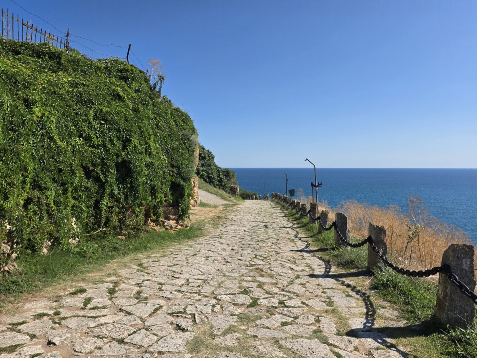 Stone path with a railing near cape kaliakra