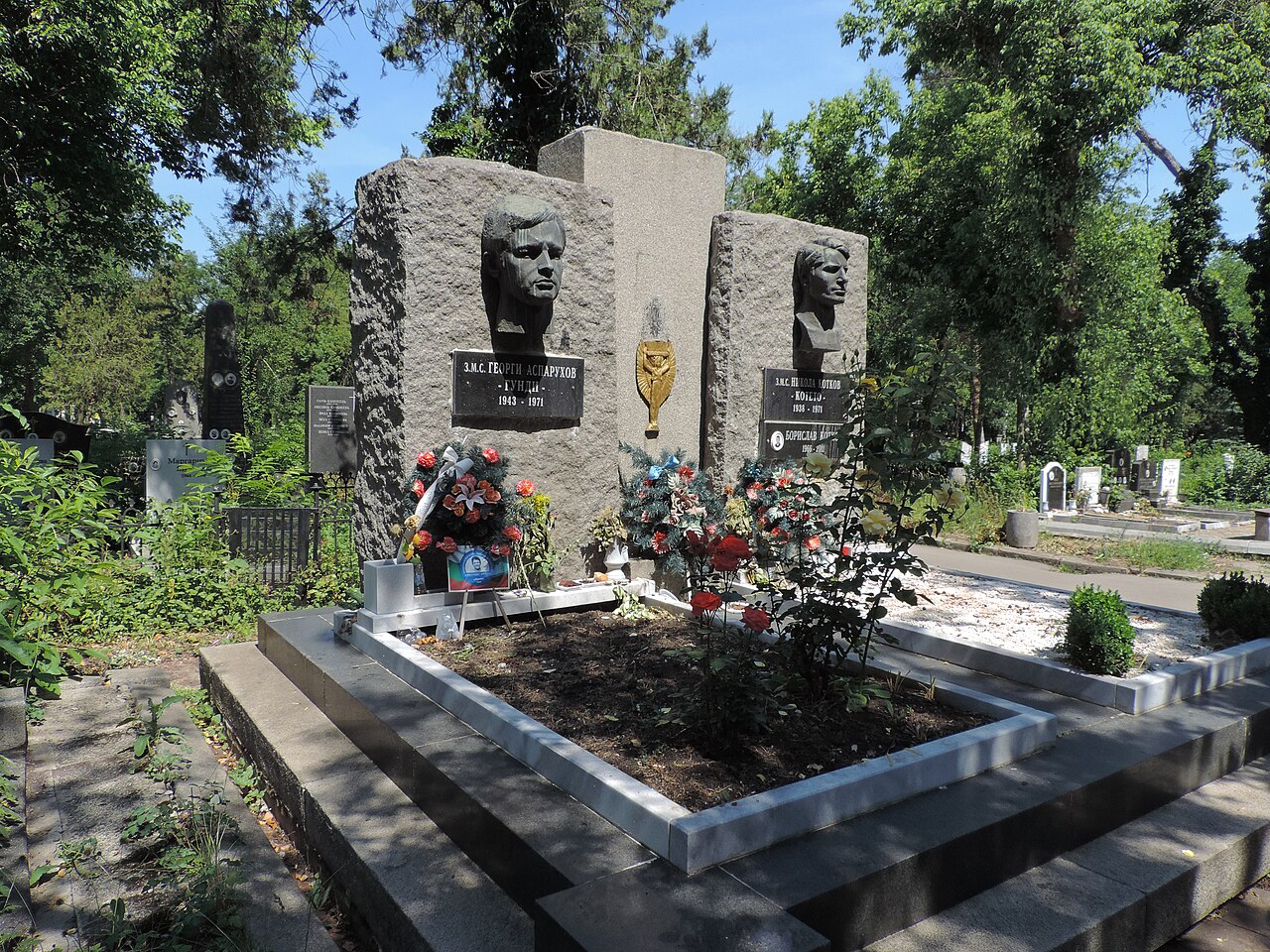Мемориалните гробове на Георги Аспарухов и Никола Котков в Централните софийски гробища